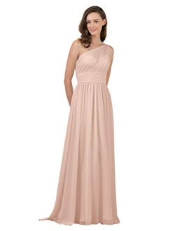 Alicepub One Shoulder Bridesmaid Dress for Women Long Evening Party Gown Maxi