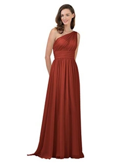 Alicepub One Shoulder Bridesmaid Dress for Women Long Evening Party Gown Maxi