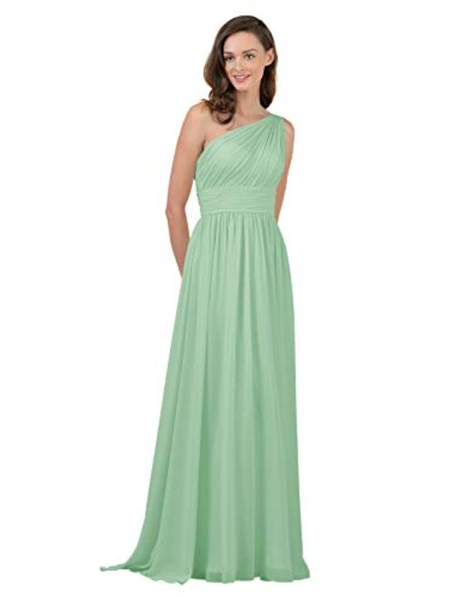 Alicepub One Shoulder Bridesmaid Dress for Women Long Evening Party Gown Maxi