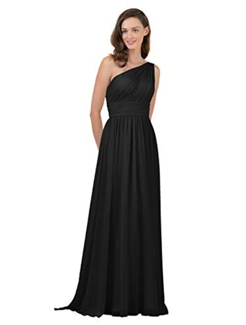 Alicepub One Shoulder Bridesmaid Dress for Women Long Evening Party Gown Maxi