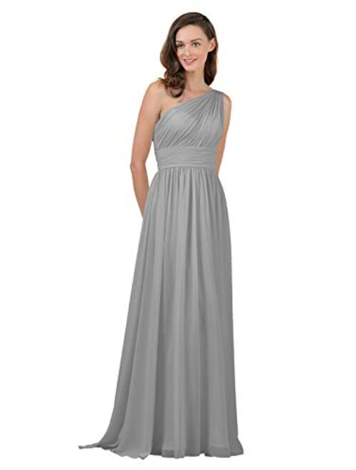 Alicepub One Shoulder Bridesmaid Dress for Women Long Evening Party Gown Maxi