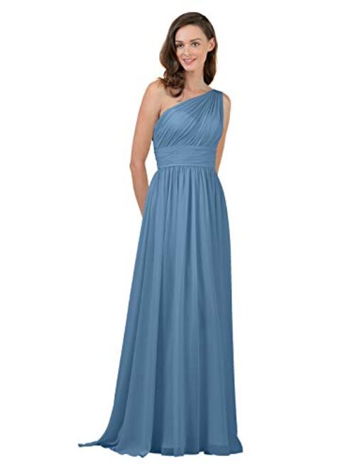 Alicepub One Shoulder Bridesmaid Dress for Women Long Evening Party Gown Maxi