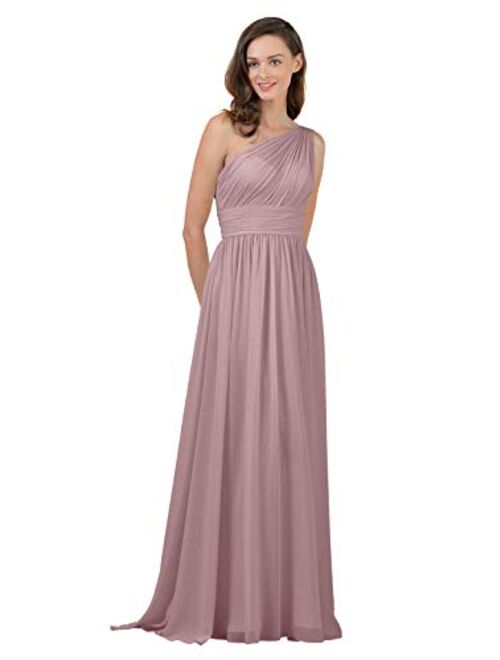 Alicepub One Shoulder Bridesmaid Dress for Women Long Evening Party Gown Maxi