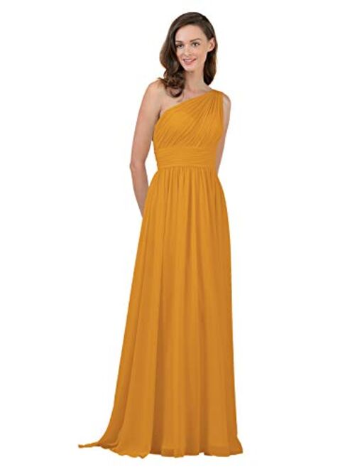 Alicepub One Shoulder Bridesmaid Dress for Women Long Evening Party Gown Maxi