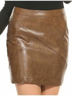 Zeagoo Women Classic High Waisted Faux Leather Bodycon Slim Mini Pencil Skirt