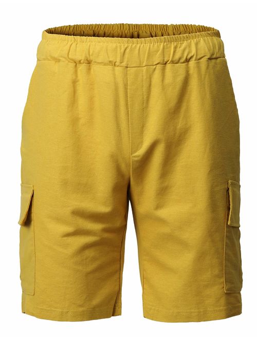 H2H Men's Casual Linen Short Summer Baggy Bending Pants