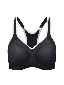 SYROKAN Women's Full Support High Impact Racerback Lightly Lined Underwire Sports Bra