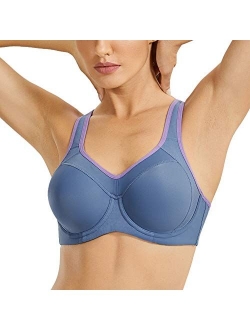 SYROKAN Women's Full Support High Impact Racerback Lightly Lined Underwire Sports Bra