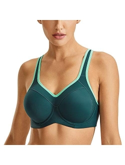 SYROKAN Women's Full Support High Impact Racerback Lightly Lined Underwire Sports Bra