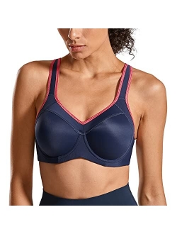 SYROKAN Women's Full Support High Impact Racerback Lightly Lined Underwire Sports Bra