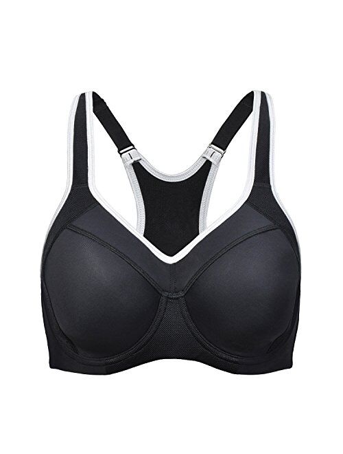 SYROKAN Women's Full Support High Impact Racerback Lightly Lined Underwire Sports Bra