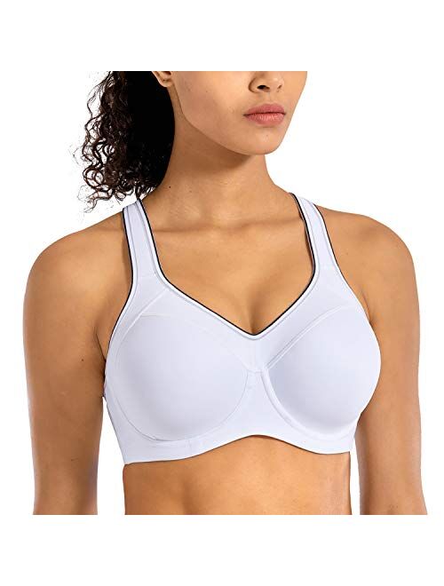 SYROKAN Women's Full Support High Impact Racerback Lightly Lined Underwire Sports Bra