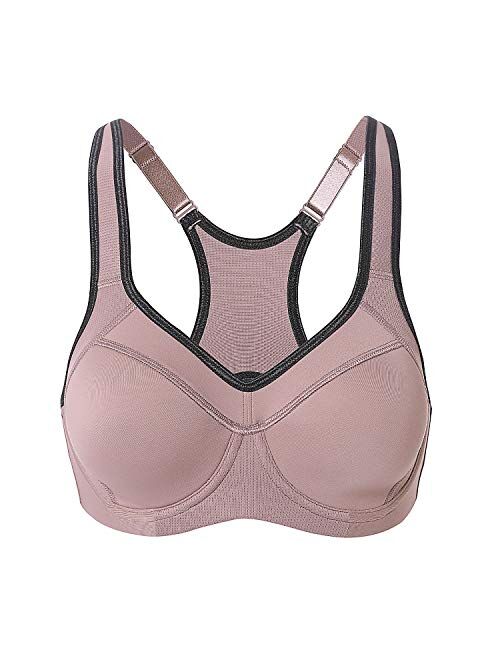 SYROKAN Women's Full Support High Impact Racerback Lightly Lined Underwire Sports Bra