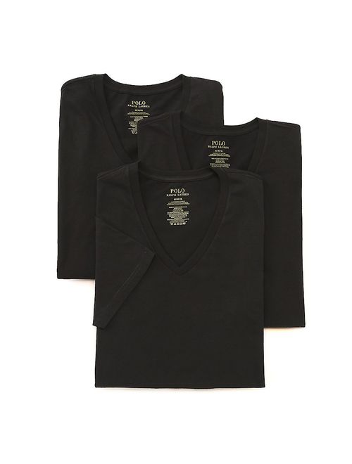 Polo Ralph Lauren Men's Cotton Solid Classic V-Neck Undershirts 3-Pack