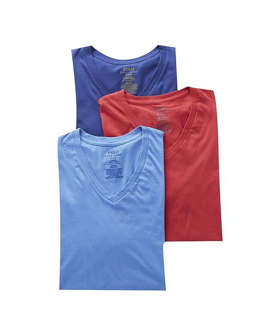 Polo Ralph Lauren Men's Cotton Solid Classic V-Neck Undershirts 3-Pack