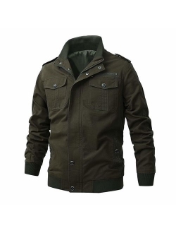 ZhaoDe Men's Casual Winter Cotton Military Zip Jackets Windproof Outdoor Coat Windbreaker