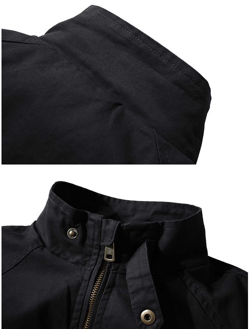 WenVen Men's Slim Fit Casual Full Zip Military Jacket