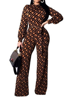 Yiershu Women's Sexy V Neck Jumpsuits Elegant Long Sleeve Button Down Straight Long Pants Business Romper with Pockets Belt