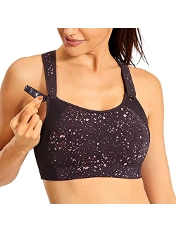 SYROKAN Women's High Impact Full Coverage Wire Free Lightly Padded Sports Bra