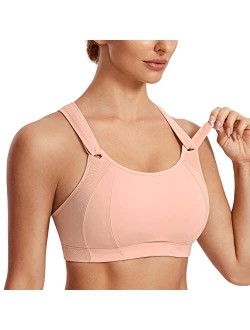 SYROKAN Women's High Impact Full Coverage Wire Free Lightly Padded Sports Bra