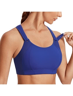 SYROKAN Women's High Impact Full Coverage Wire Free Lightly Padded Sports Bra