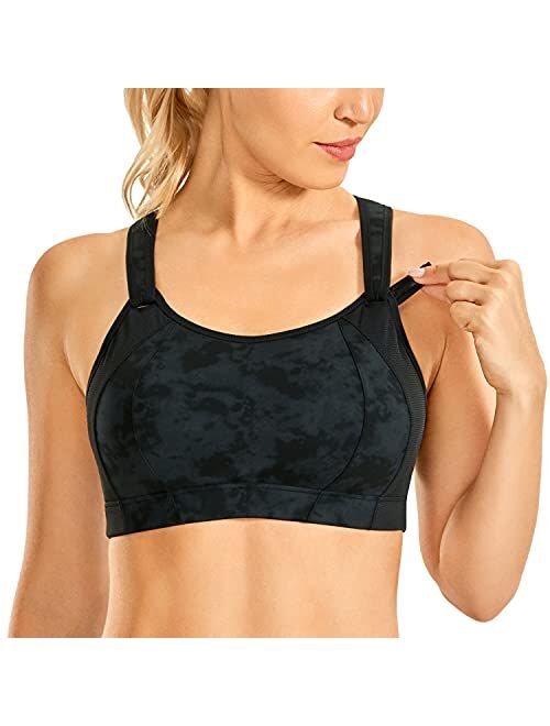 SYROKAN Women's High Impact Full Coverage Wire Free Lightly Padded Sports Bra