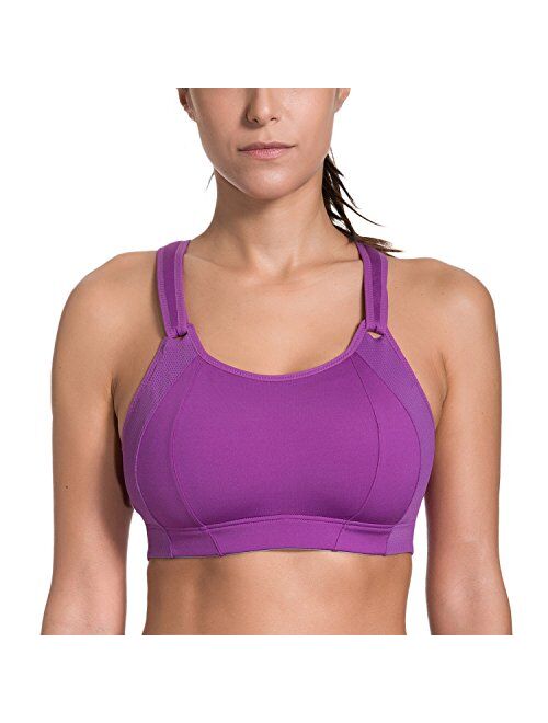 SYROKAN Women's High Impact Full Coverage Wire Free Lightly Padded Sports Bra