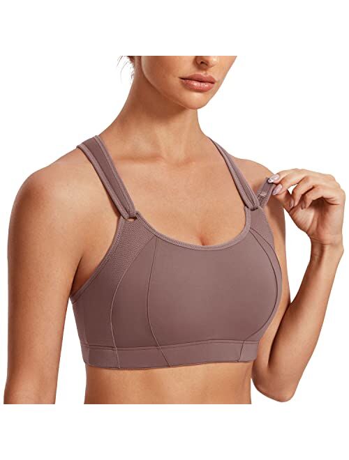 SYROKAN Women's High Impact Full Coverage Wire Free Lightly Padded Sports Bra