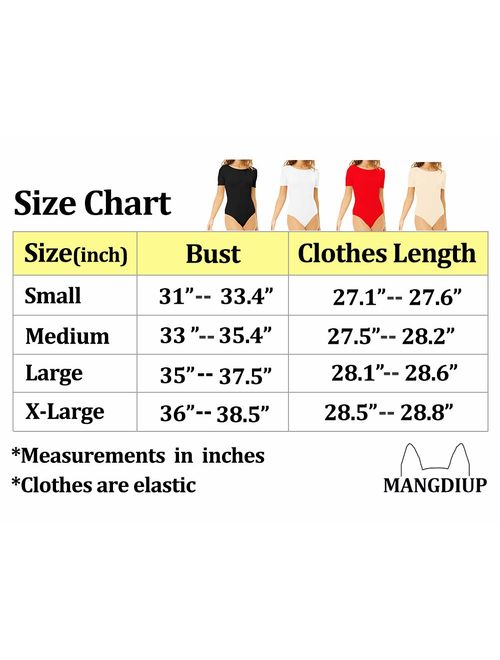 MANGDIUP Women's Round Collar Short Sleeve Elastic Bodysuits Jumpsuits