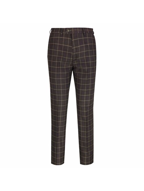 Mens Retro Vintage Herringbone Tweed Trousers Classic Peaky Blinders Slim Fit Suit Pants