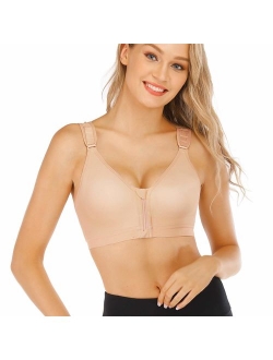 Women Post-Surgical Sports Support Bra Front Closure with Adjustable Straps Wirefree Racerback