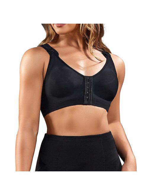 BRABIC Women Post-Surgical Sports Support Bra Front Closure with Adjustable Straps Wirefree Racerback