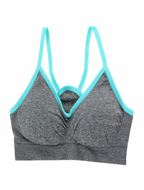 AKAMC Medium Support Cross Back Wirefree Removable Cups Yoga Sport Bra