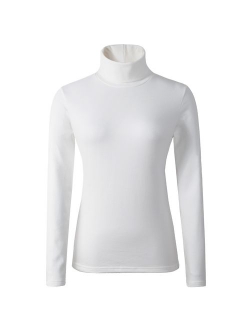 HieasyFit Women's Soft Cotton Turtleneck Top Basic Pullover Sweater