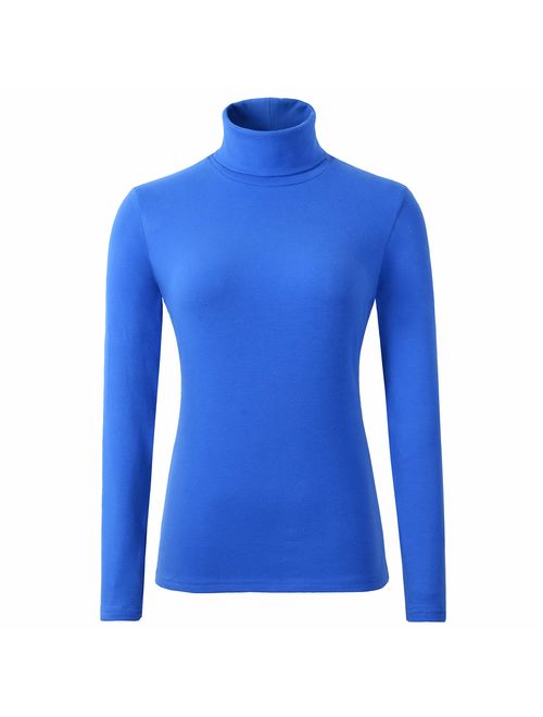 HieasyFit Women's Soft Cotton Turtleneck Top Basic Pullover Sweater