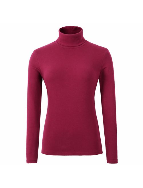 HieasyFit Women's Soft Cotton Turtleneck Top Basic Pullover Sweater