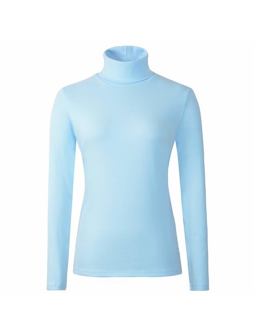 HieasyFit Women's Soft Cotton Turtleneck Top Basic Pullover Sweater