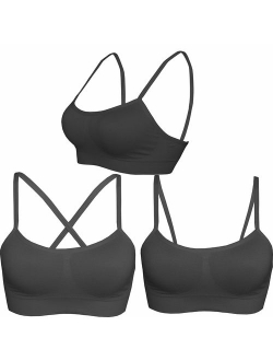 AKAMC Women's Removable Padded Sports Bras Medium Support Workout Yoga Bra 3 Pack