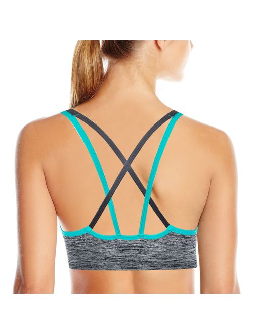 AKAMC Women's Removable Padded Sports Bras Medium Support Workout Yoga Bra 3 Pack