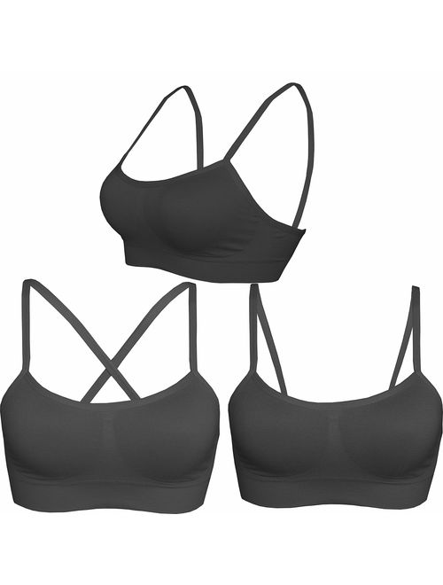 AKAMC Women's Removable Padded Sports Bras Medium Support Workout Yoga Bra 3 Pack