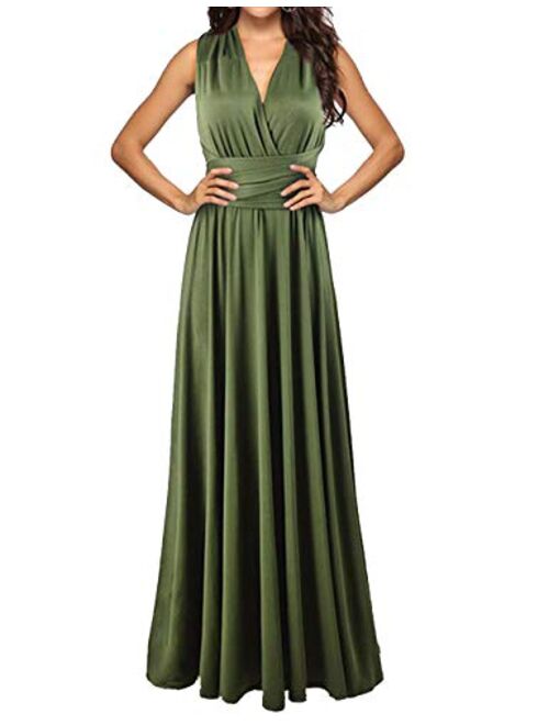 Sexyshine Women's Backless Gown Dress Convertible Multi-Way Wrap Halter Cocktail Dress Bandage Bridesmaid Long Dresses