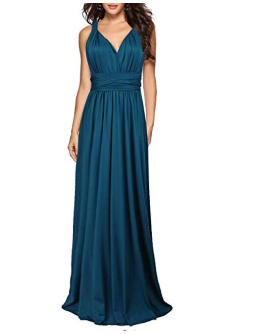 Sexyshine Women's Backless Gown Dress Convertible Multi-Way Wrap Halter Cocktail Dress Bandage Bridesmaid Long Dresses