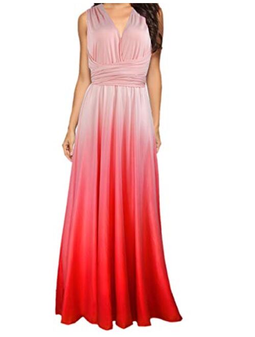 Sexyshine Women's Backless Gown Dress Convertible Multi-Way Wrap Halter Cocktail Dress Bandage Bridesmaid Long Dresses