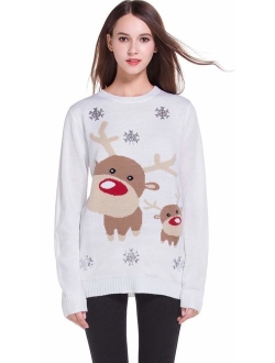 daisysboutique Women's Christmas Cute Reindeer Knitted Sweater Girl Pullover