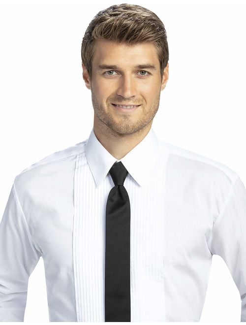 Men's Regular Fit 1/4 Inch Pleated Tuxedo Shirt, Laydown Collar - Style Mike