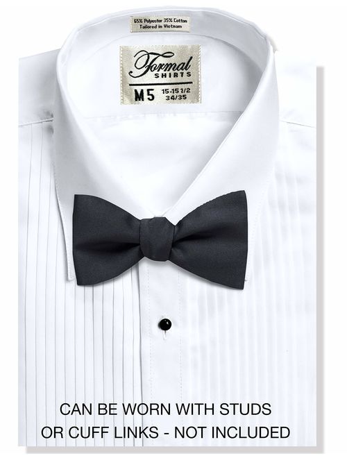 Men's Regular Fit 1/4 Inch Pleated Tuxedo Shirt, Laydown Collar - Style Mike