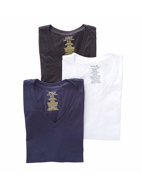 Polo Ralph Lauren Men's Cotton Solid Classic Fit w/Wicking 3-Pack V-Necks