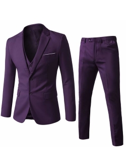 WEEN CHARM Mens Suits 2 Button Slim Fit 3 Pieces Suit