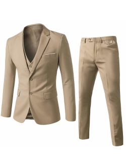 WEEN CHARM Mens Suits 2 Button Slim Fit 3 Pieces Suit