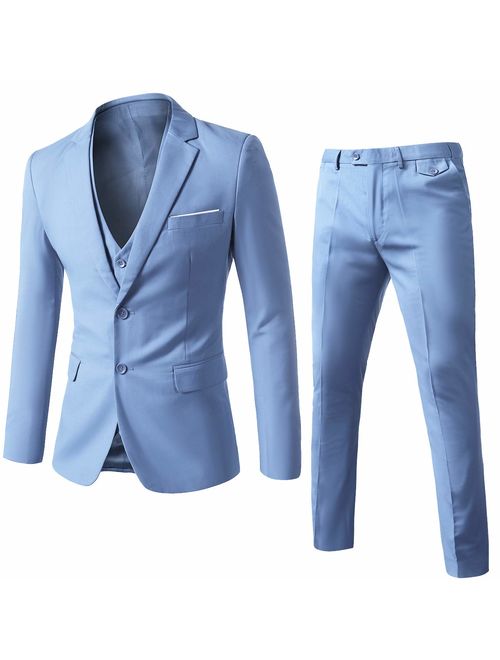 WEEN CHARM Mens Suits 2 Button Slim Fit 3 Pieces Suit